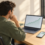 Beginner investor setting up an automatic index fund investment on a smartphone